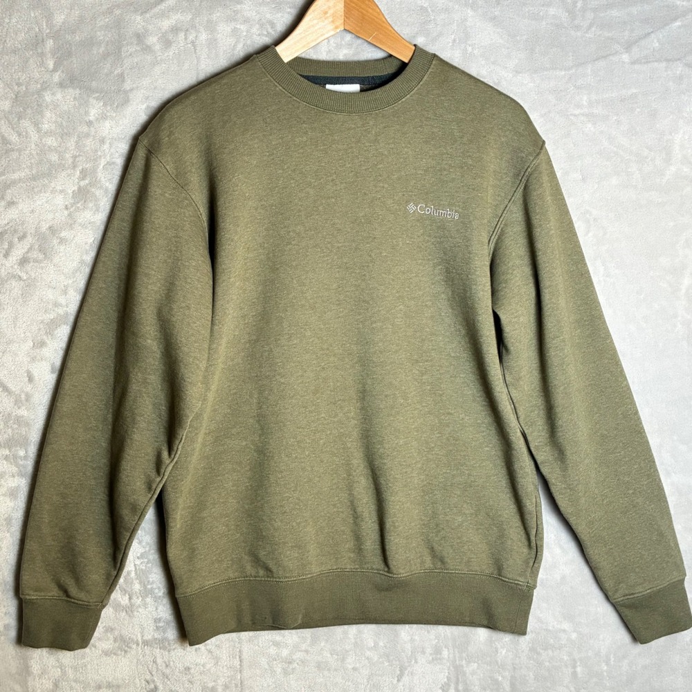 Columbia Mens Hart Mountain II Crewneck Sweatshirt Olive Green Small Fleece